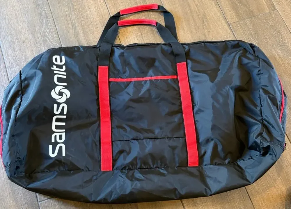 SAMSONITE TOTE-A-TON TRAVEL NYLON DUFFEL BAG BLACK AND RED